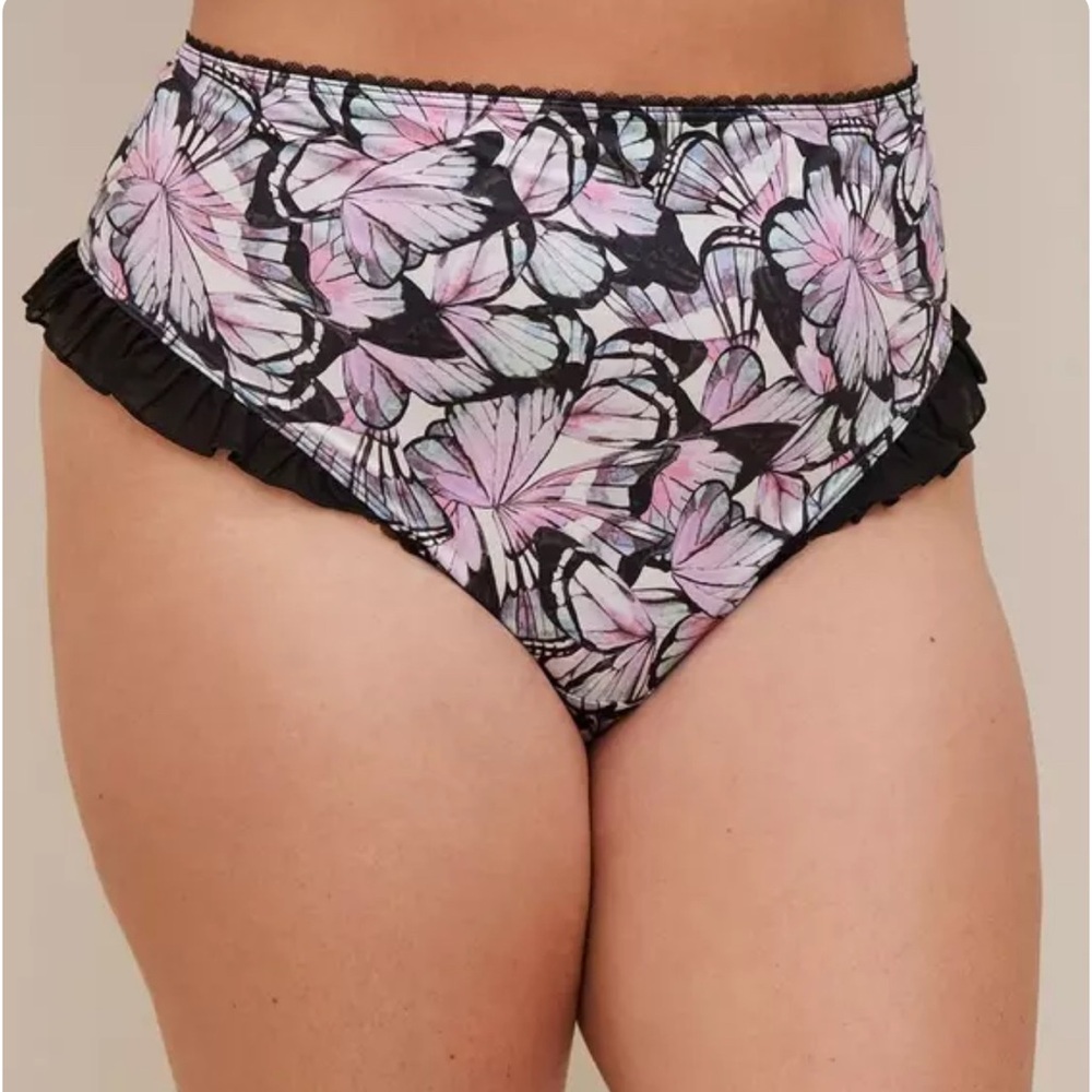 Torrid Butterfly Satin Ruffle High-Rise Thong Panty 2X